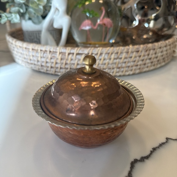 Copper and Brass Lidded Bowl - Picture 2 of 4